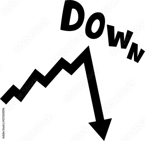 急落する矢印と'DOWN'の文字