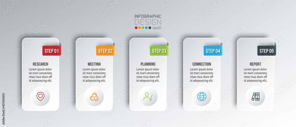 Infographic business template with step or option design. Infographic business template with step or option design.