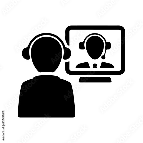 Business conference icon, black. Vector and glyph