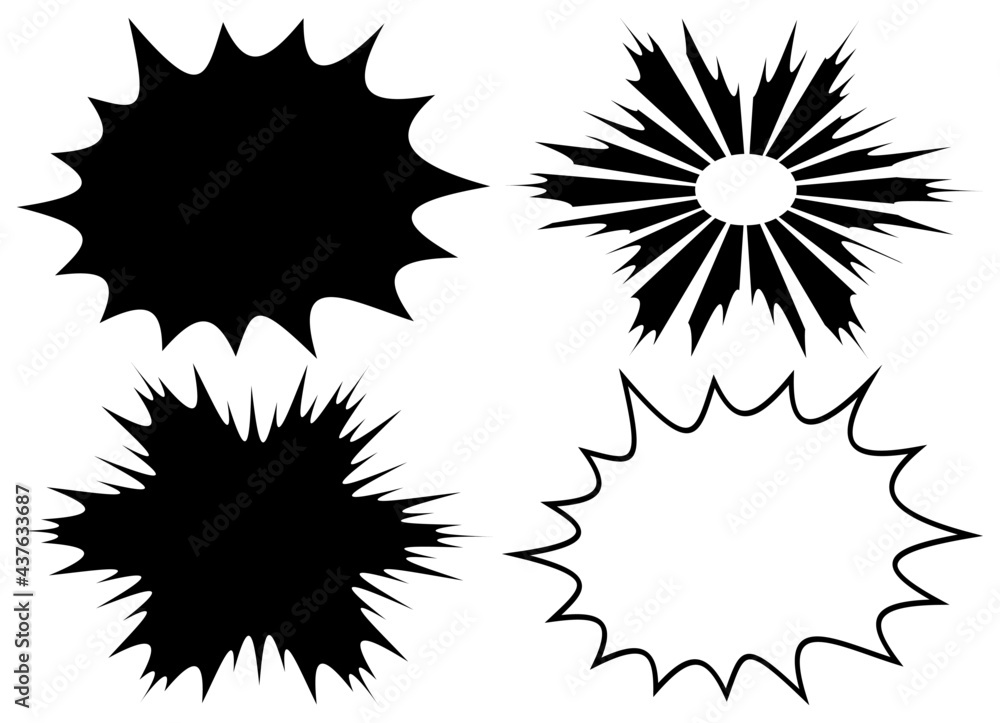 Simple black comic book style background elements set isolated on white. Collection of vector illustrated abstract backdrop design pattern. Simple black comic book style background elements set isolated on white. Collection of vector illustrated abstract backdrop design pattern.