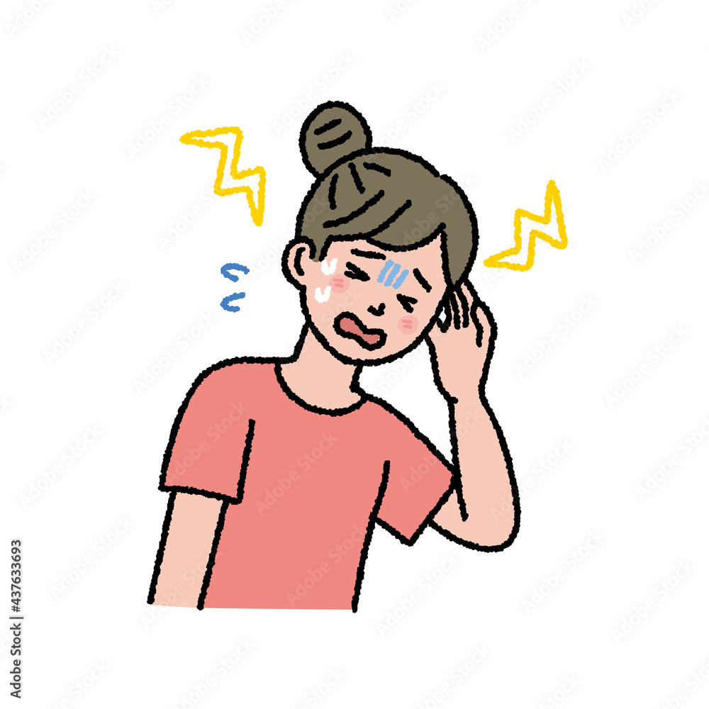 頭痛に苦しむ女性のイラスト Stock Vector Adobe Stock