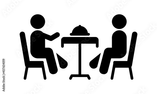 Dinner table icon Design Template. Illustration vector graphic. simple black glyph icon isolated on white background. Perfect for your web site design, logo, symbols of restaurants, cafe