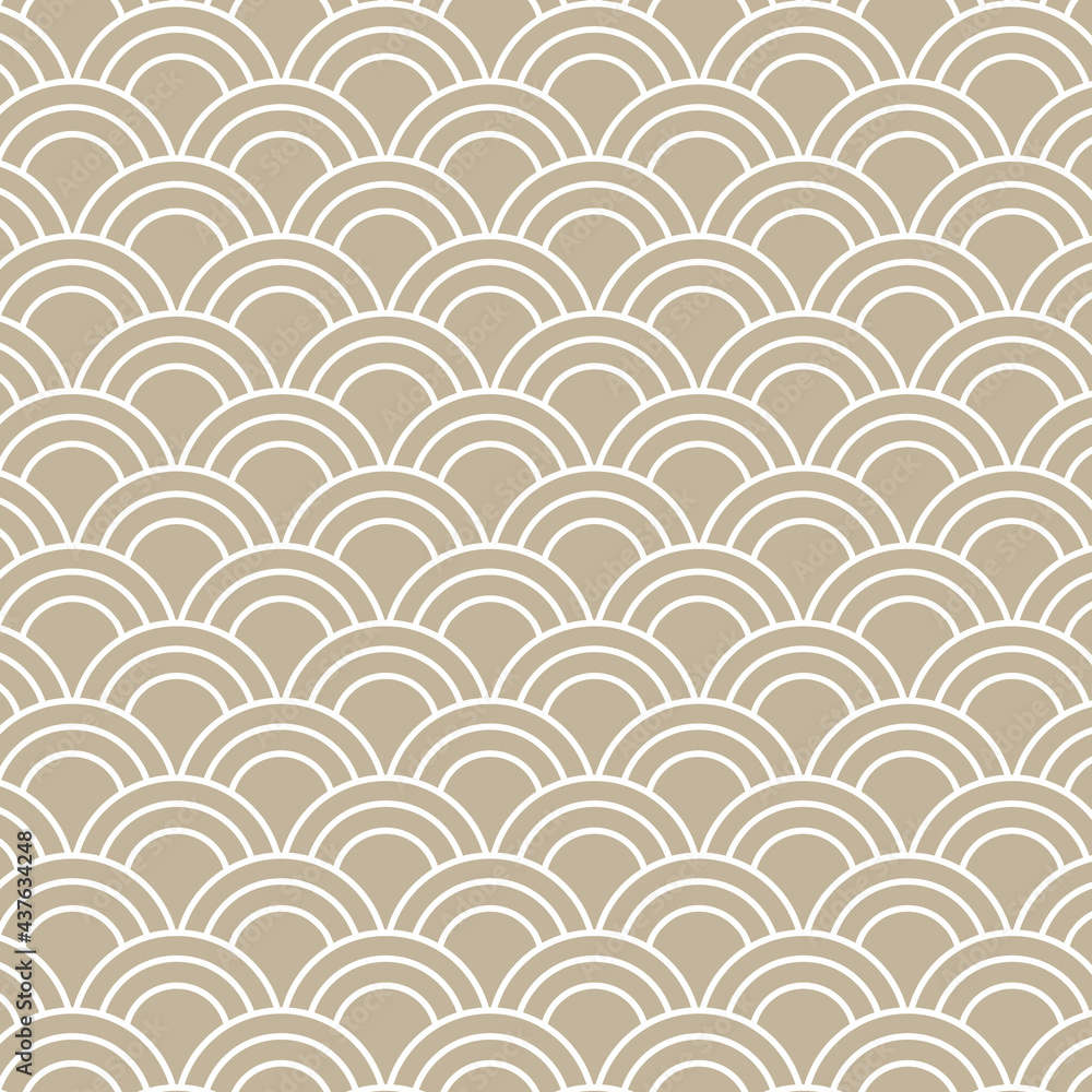 Japandi Style Neutral Beige Aesthetic, Seamless Vector Pattern Textured  Wallpaper Background. Traditional Japanese Seigaiha Wave Repeat Design  Stock Vector | Adobe Stock