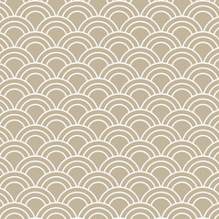 Wandcirkels Japandi stijl Japandi Seigaiha golvenpatroon beige  © Grace