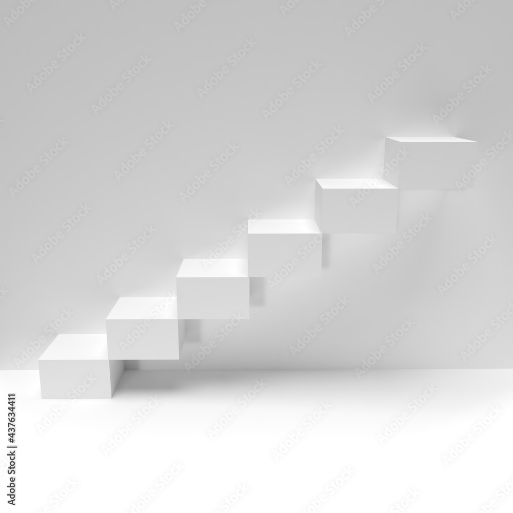 Fototapeta premium An abstract 3d rendering of a white staircase.