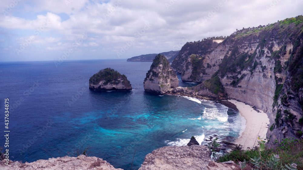 Top view of klingking beach at nusa penida island in Bali Top view of klingking beach at nusa penida island in Bali