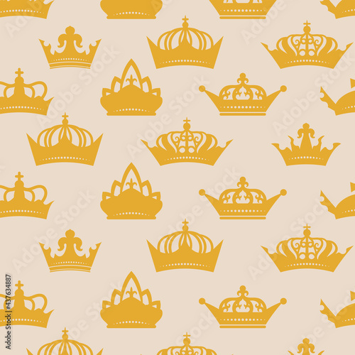 Vintage crowns pattern Vector Template