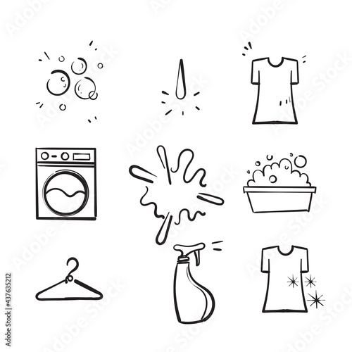 hand drawn doodle Laundry line icons related illustration vector isolated