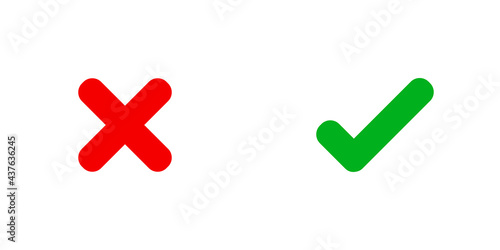 Icono de incorrecto y correcto. Elementos gráficos, x roja y visto verde. Ilustración vectorial  photo