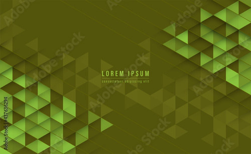 Green triangular shapes with line stripe modern abstract background. Vector illustration