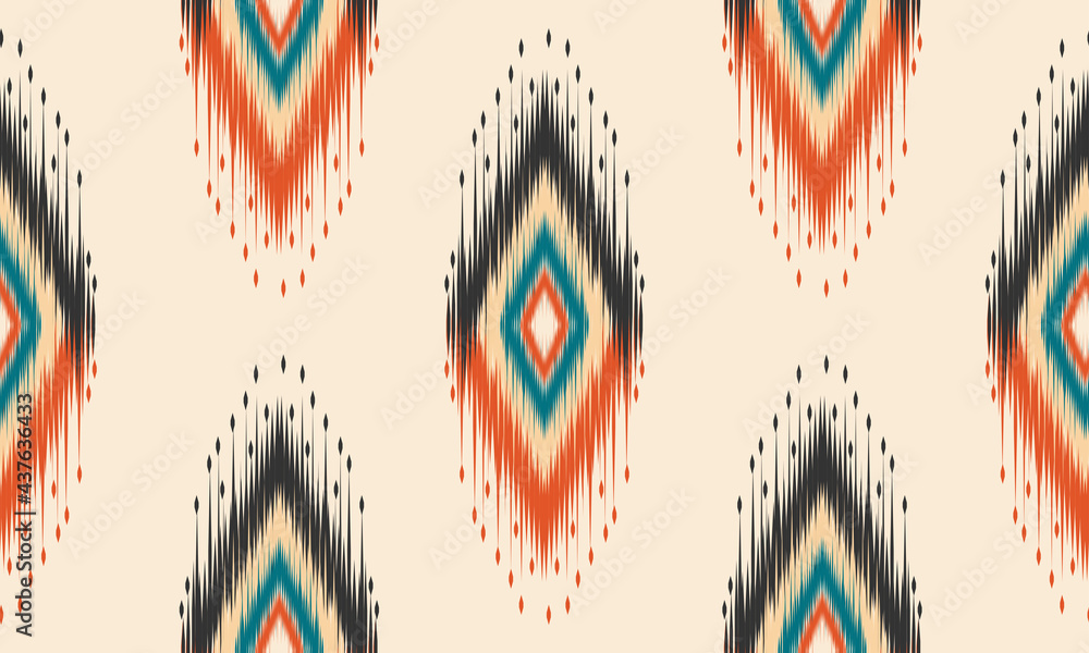 Geometric ethnic oriental ikat pattern traditional Design for background,carpet,wallpaper,clothing,wrapping,Batik,fabric,Vector illustration.embroidery style.