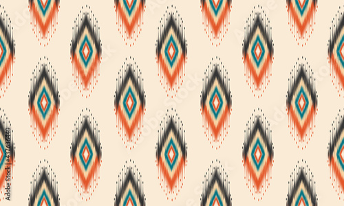 Geometric ethnic oriental ikat pattern traditional Design for background,carpet,wallpaper,clothing,wrapping,Batik,fabric,Vector illustration.embroidery style.
