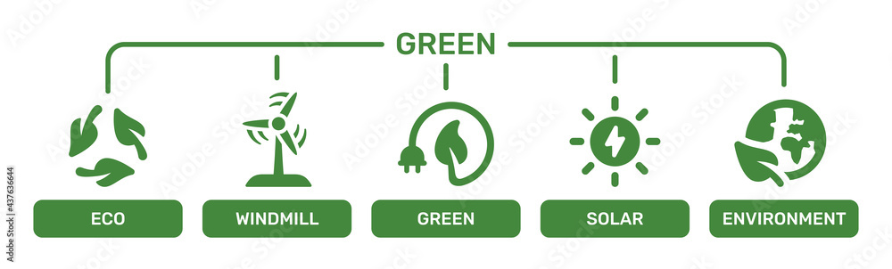 Green energy icons set. including eco, windmill, green, solar, environment icon symbol. Green energy icons set. including eco, windmill, green, solar, environment icon symbol.