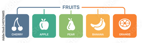 Fruit vector icons. Colorful design of fresh and healthy food symbol.