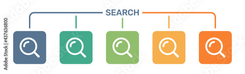 Magnify glass icons set. Vector illustration