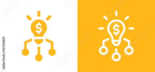Light bulb with dollar icon set. Vector illustration. Business innovation concept