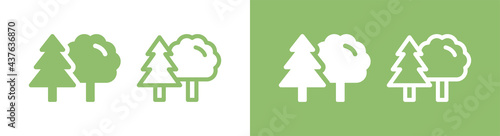 Set of green tree icon vector. Nature concept
