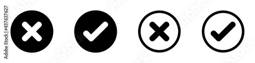 Photography Conjunto de iconos de incorrecto y correcto, dentro de un círculo con y sin relleno