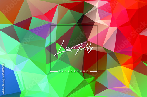 vector abstract irregular polygonal background - triangle low poly pattern - red pink lbue cyan green color - variegated