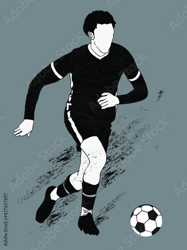 vector silhouette of a football player kicking a football