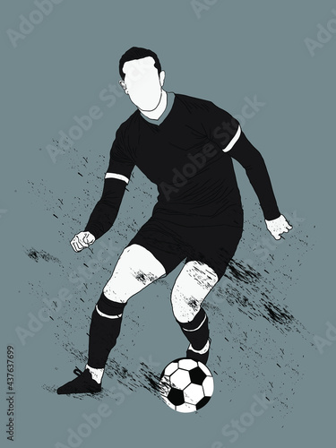 vector silhouette of a football player kicking a football