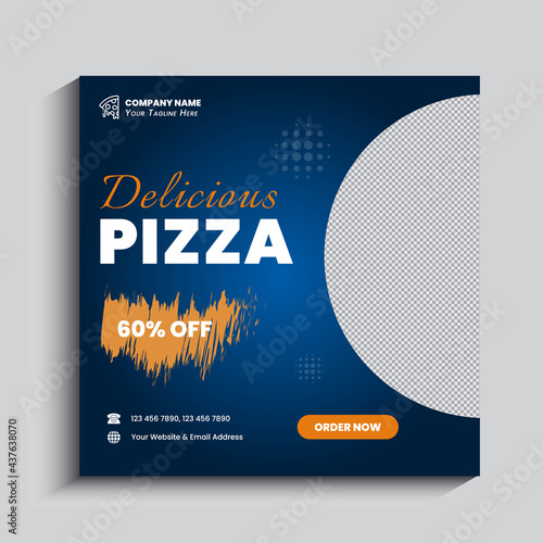 Pizza food menu promotion social media post Template
