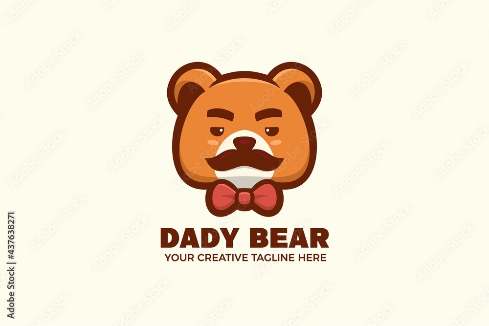 Daddy Bear Cartoon Mascot Logo Template Daddy Bear Cartoon Mascot Logo Template