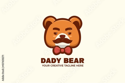 Daddy Bear Cartoon Mascot Logo Template