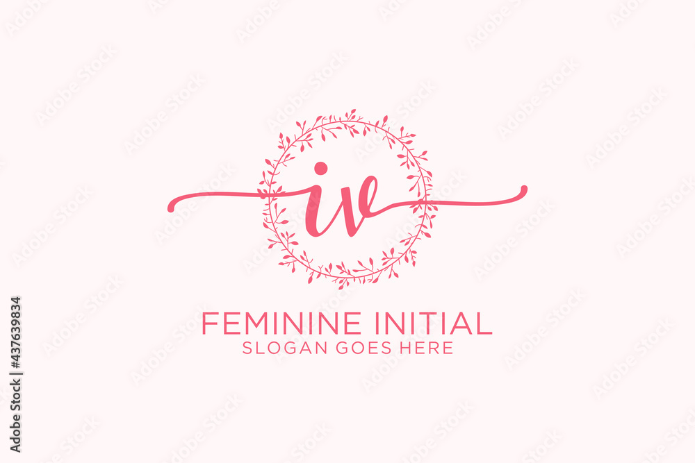 Initial IV beauty monogram and elegant logo design handwriting logo of ...