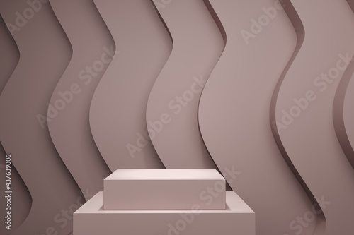 pnik pastel color stage mock up Stack backdrop for copy space. 3D Rendering. Minimal idea concept design. photo