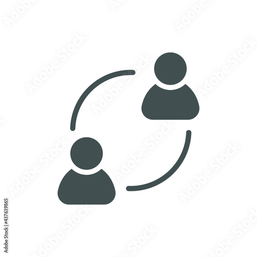 User exchange glyph icon, two people or replacement person, in connect arrow, communication circle trade. Personnel change Staff updating logo. vector illustration. design on white background. EPS 10