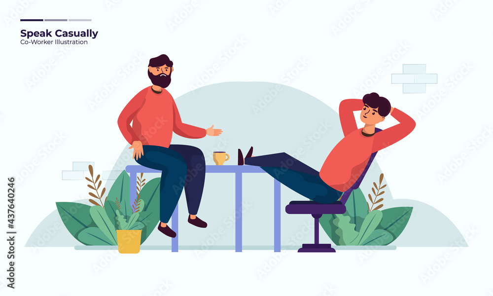 Leisure time or free time with coworker illustration concept
