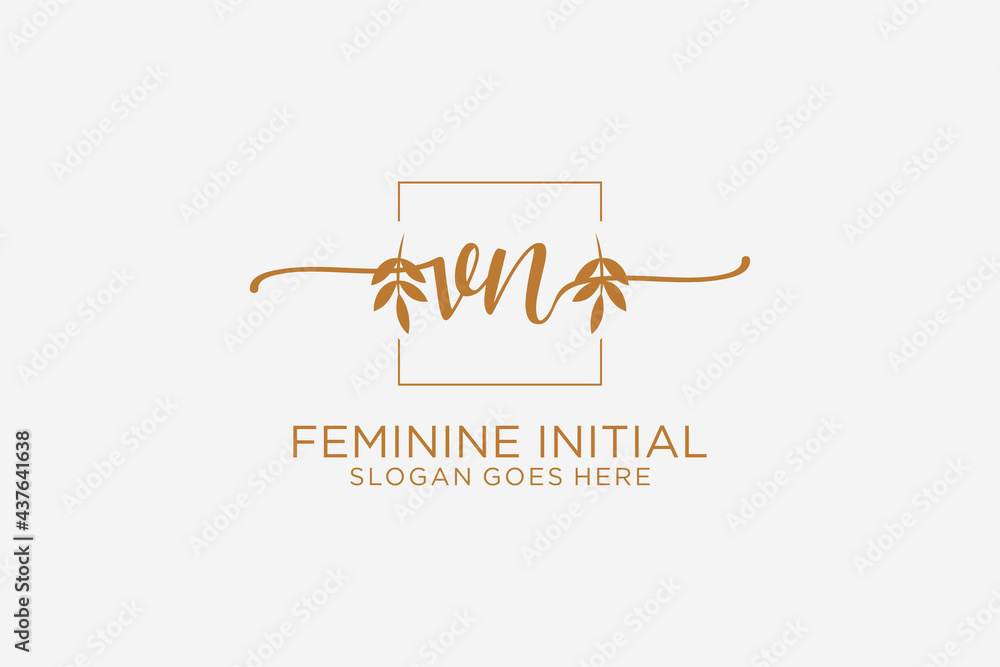 Initial VN beauty monogram and elegant logo design handwriting logo of ...