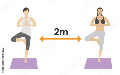 ヨガスタジオ　ソーシャルディスタンス　注意書き