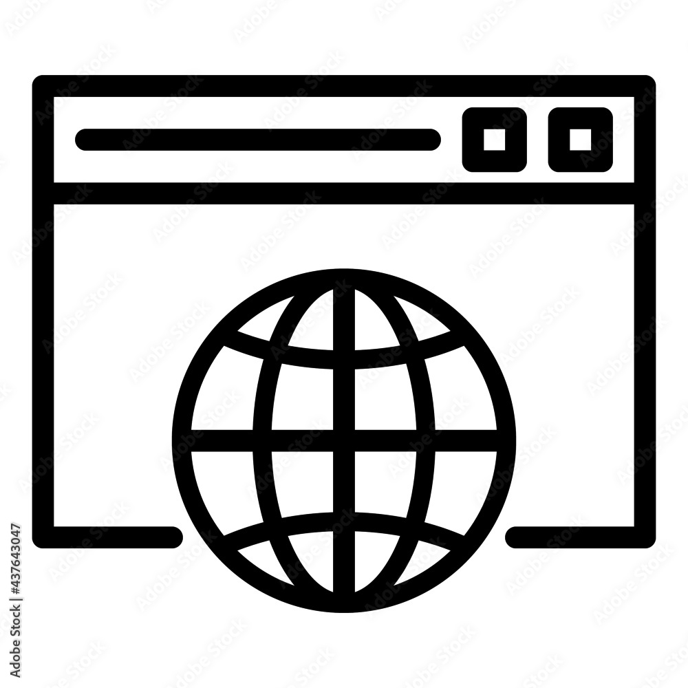 Simple website page with globe icon in outline style. Suitable for applications, websites, presentations, advertisements, and many more. Editable and resizable. Simple website page with globe icon in outline style. Suitable for applications, websites, presentations, advertisements, and many more. Editable and resizable.