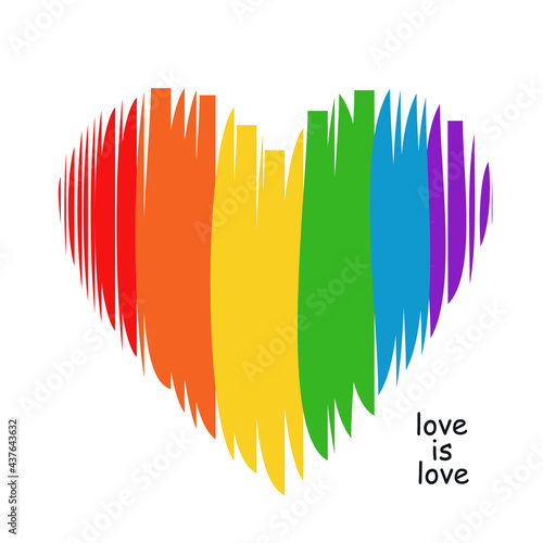 LGBT pride flag month symbol emblem Rainbow heart logo icon sign Hand drawn Human rights and tolerance Cartoon decoration style Fashion print clothes apparel greeting invitation card cover banner book