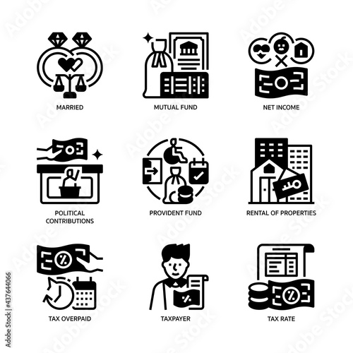 Individual Income Tax Icon Set