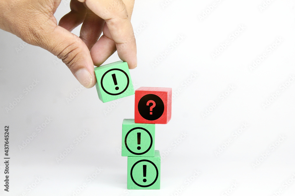 red wood cubes are rejected and replaced with green wood cubes. the concept of questions and answers red wood cubes are rejected and replaced with green wood cubes. the concept of questions and answers
