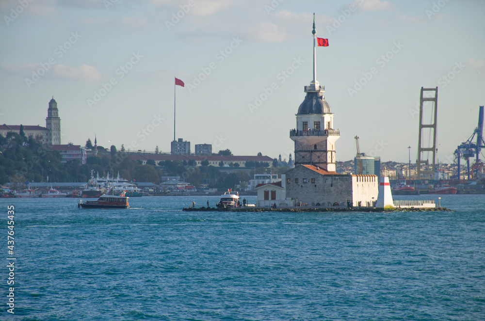 Landscape a landscape the island the Maiden tower in Istanbul in Turkey a view from the seashore