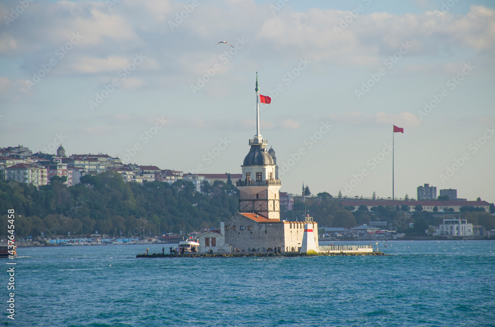 Landscape a landscape the island the Maiden tower in Istanbul in Turkey a view from the seashore