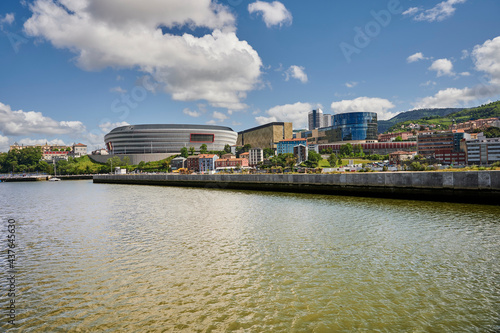 Nervion river and Athletic club de Bilbao Football Stadium  San Mames   Bilbao