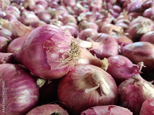 Group of onion isolated, asian market onion, onion in market 