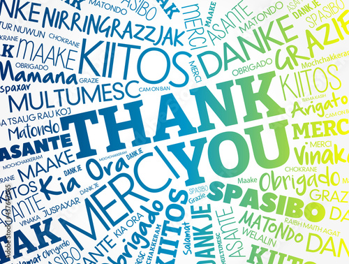 Thank You word cloud in different languages, concept background