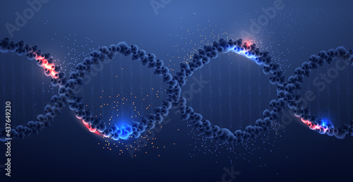 human genetic DNA helical molecule structure clinic medical treatment research and testing concept