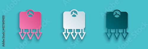 Paper cut Weight loss icon isolated on blue background. Paper art style. Vector