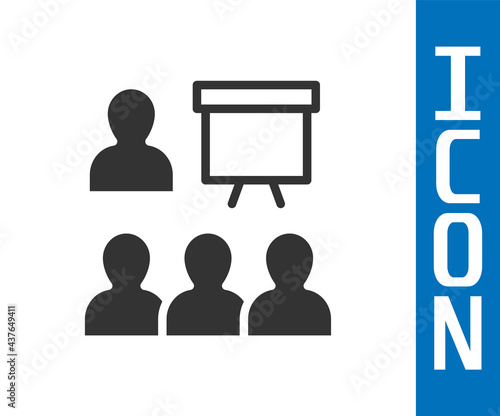 Grey Training, presentation icon isolated on white background. Vector