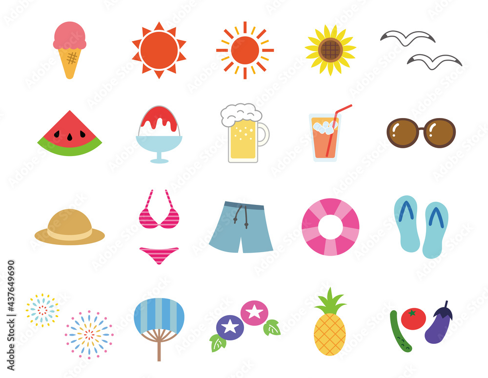 Fototapeta premium 夏 アイコンセット