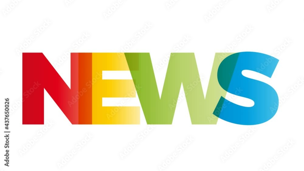 The word News. Animated banner with the text colored rainbow. The word News. Animated banner with the text colored rainbow.