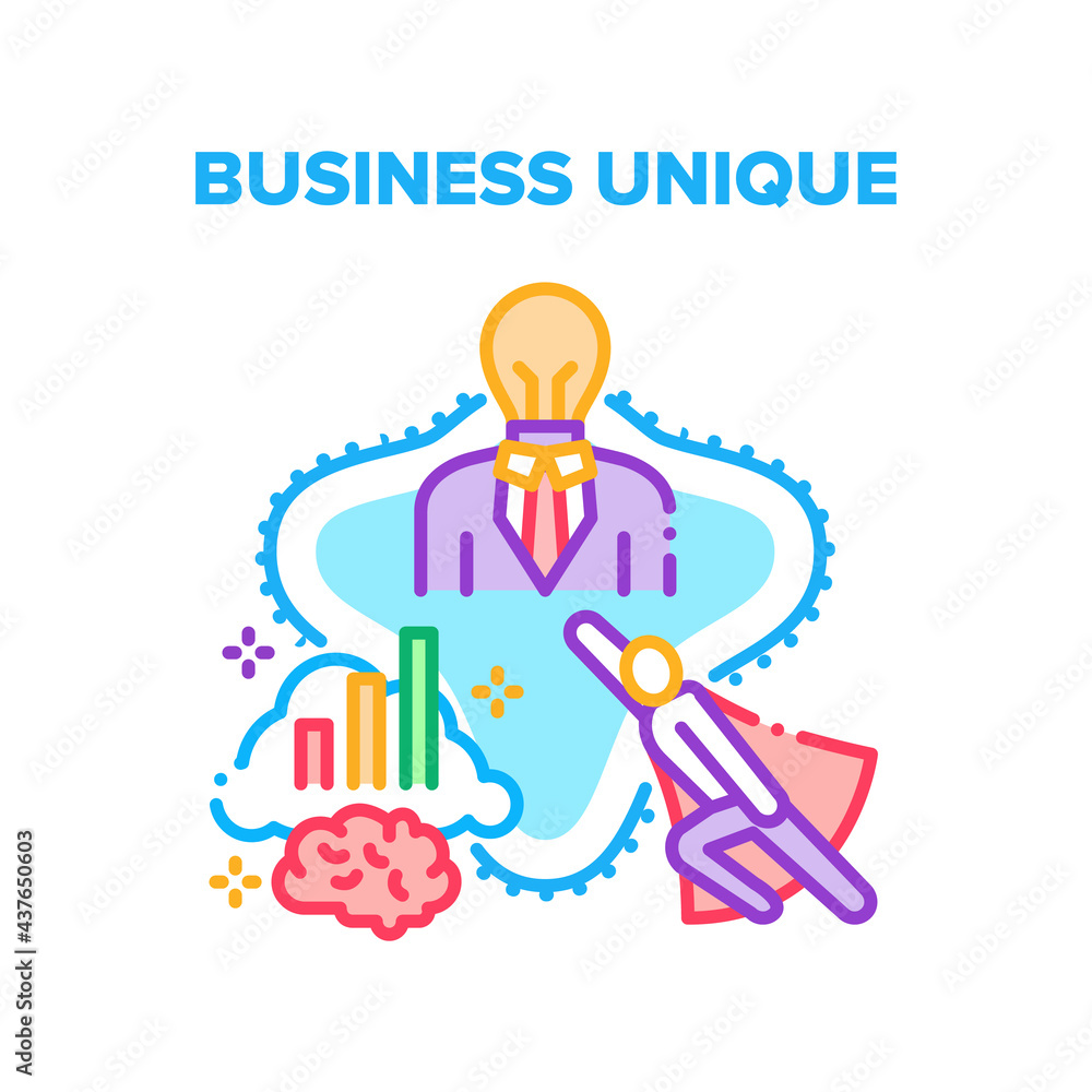 Business Unique Success Idea Vector Icon Concept. Businessman With Unique Notion Of Occupation And Startup, Analyzing Financial Risk And Planning Strategy. Entrepreneur Job Color Illustration Business Unique Success Idea Vector Icon Concept. Businessman With Unique Notion Of Occupation And Startup, Analyzing Financial Risk And Planning Strategy. Entrepreneur Job Color Illustration