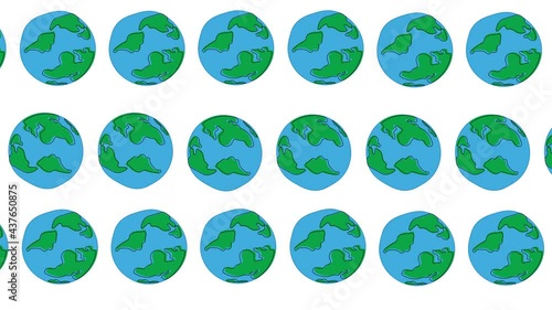 globe icon pattern seamless isolated on white background. globe icon pattern for web and mobile. Globes background video clip motion backdrop video in a seamless repeating loop.